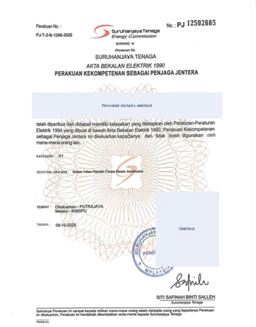 Chargeman A1 document preview, personal details omitted