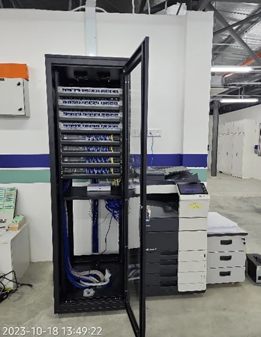 Electrical and communications equipment inside the Hospital Kapar site office.