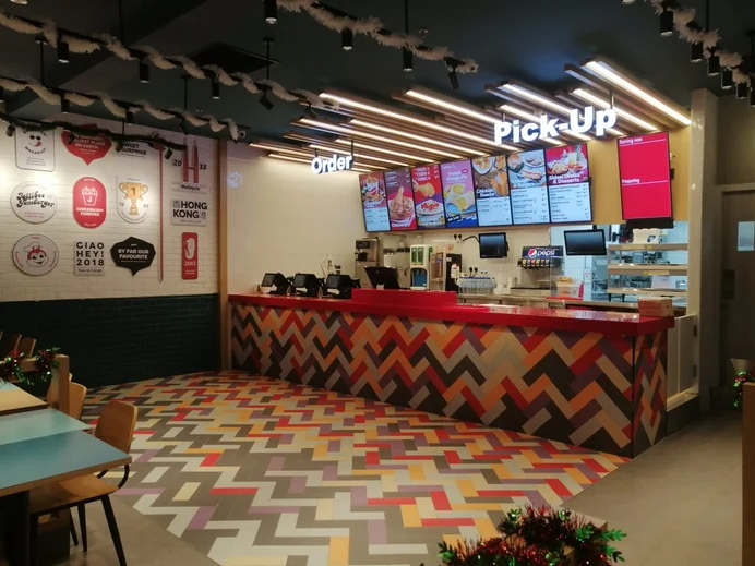 Interior and counter area of Jollibee at Plaza Lowyat.